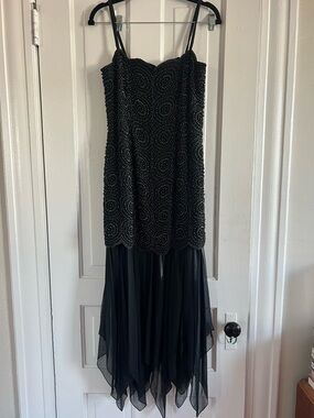 Oleg Cassini Black Tie Beaded formal dress